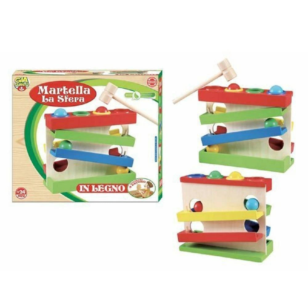 Trade Shop - Giocattolo Gioco In Legno Martello Martella La Sfera Bambini Infanzia +24 Mesi -