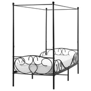 Letto a baldacchino in metallo nero 90 x 200 cm EU misura singola Retro Decorativo