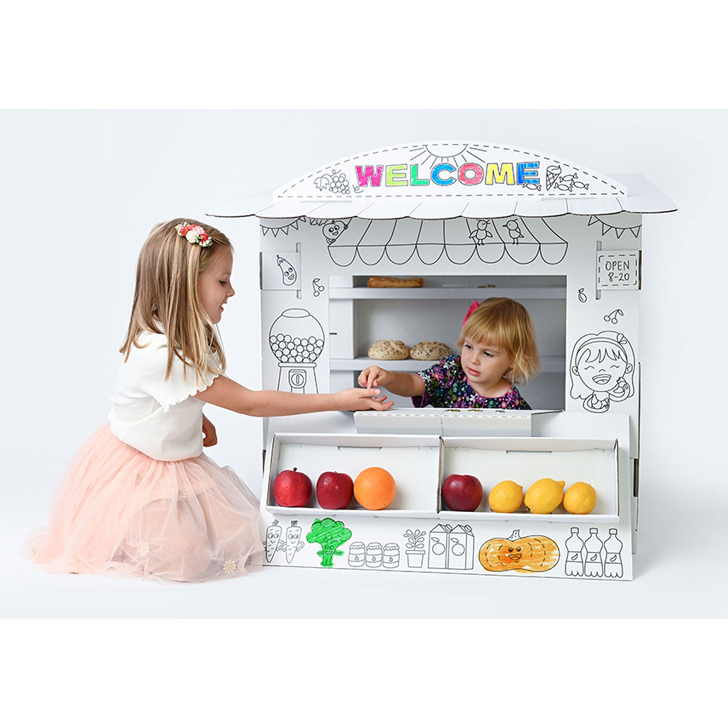 Casetta per Bambini Mini Market in Carta da Colorare 97,5x90x82,5 cm Bianco