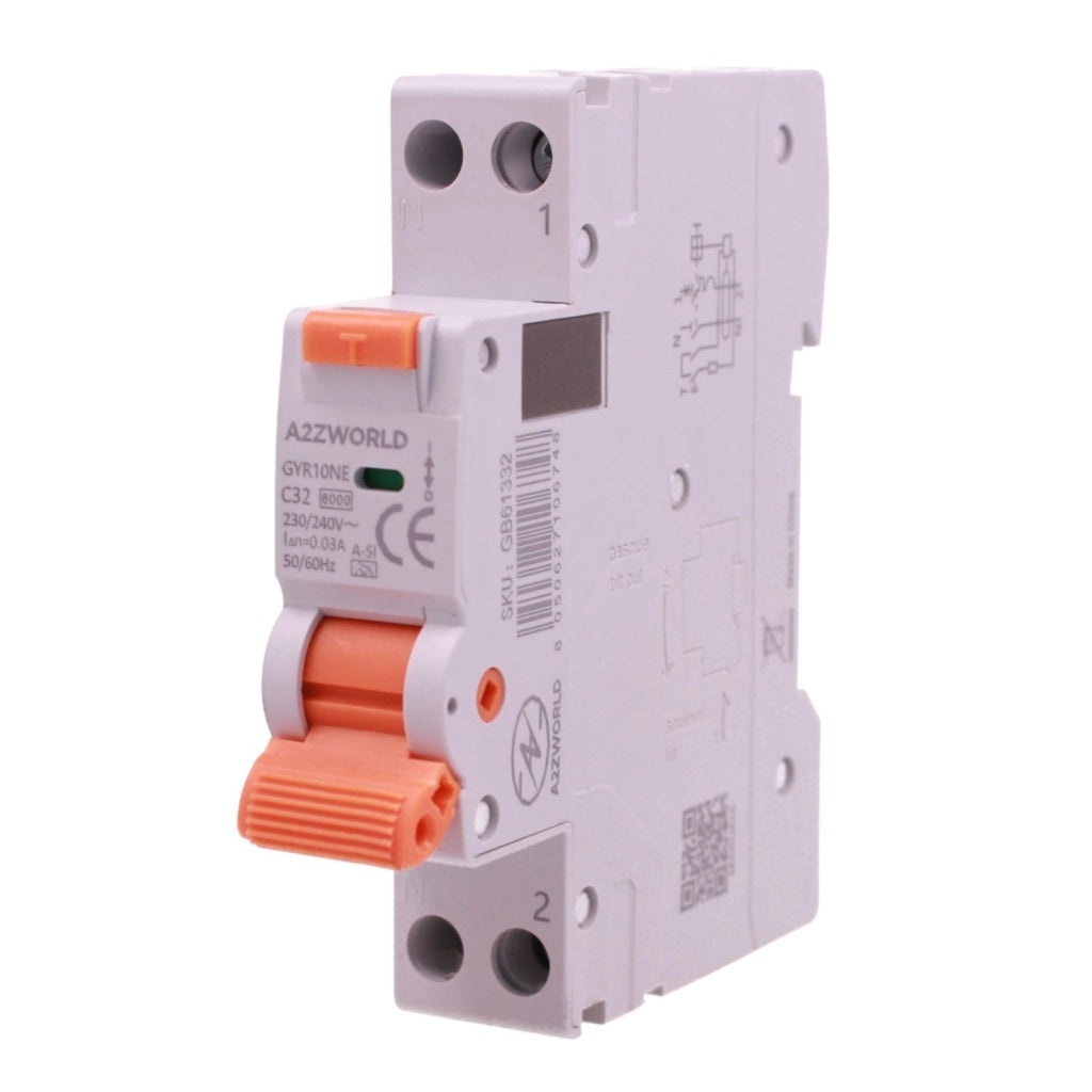 RCBO Interruttore Magnetotermico Differenziale Tipo A-SI Super Immunizzato, Curva C 1P+N 1M 6000A 30mA AC 230V IP20, GYR10N, Disponibili 6A 10A 16A 20A 25A 32A 40A (C32A)
