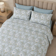Samimali, set Completo Letto Matrimoniale in Percalle, blu Chiaro