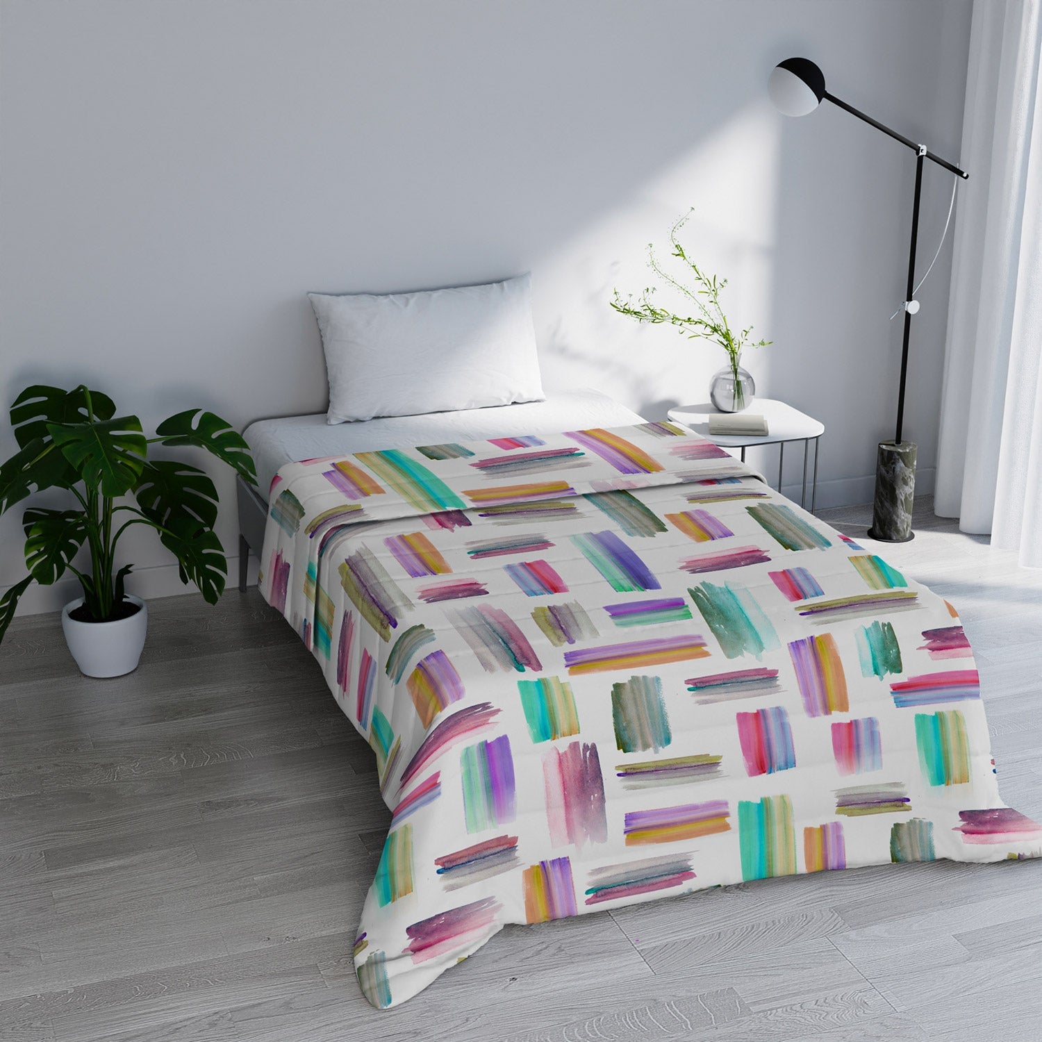 Trapuntino Estivo Matrimoniale in Microfibra 100 gr con Stampa Multicolor Basic