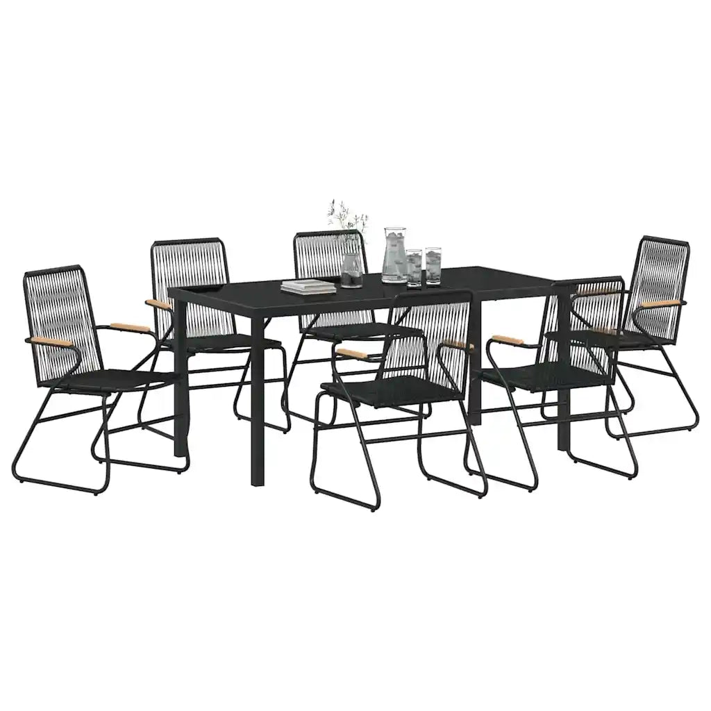 Set da Pranzo per Giardino 7 pcs Nero 3379174