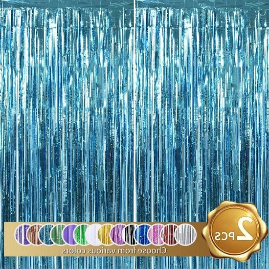 Set di 2 Frange in Foglia di Metallo con Scintille a Specchio da 1 x 2 m per Decorazioni di Festa di Compleanno, Matrimonio, Festa per il Bambino e Natale