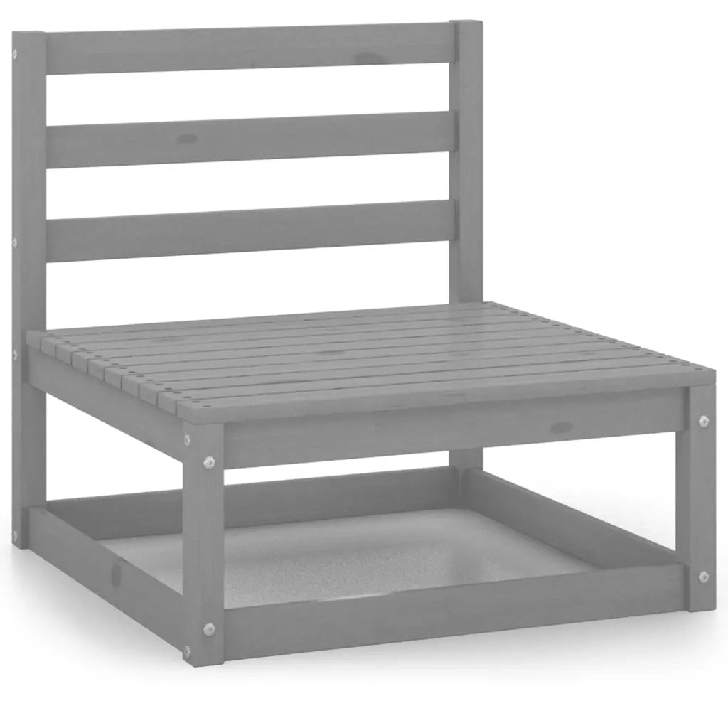 Set Divani da Giardino 10 pz Grigio in Legno Massello di Pino cod mxl 37674