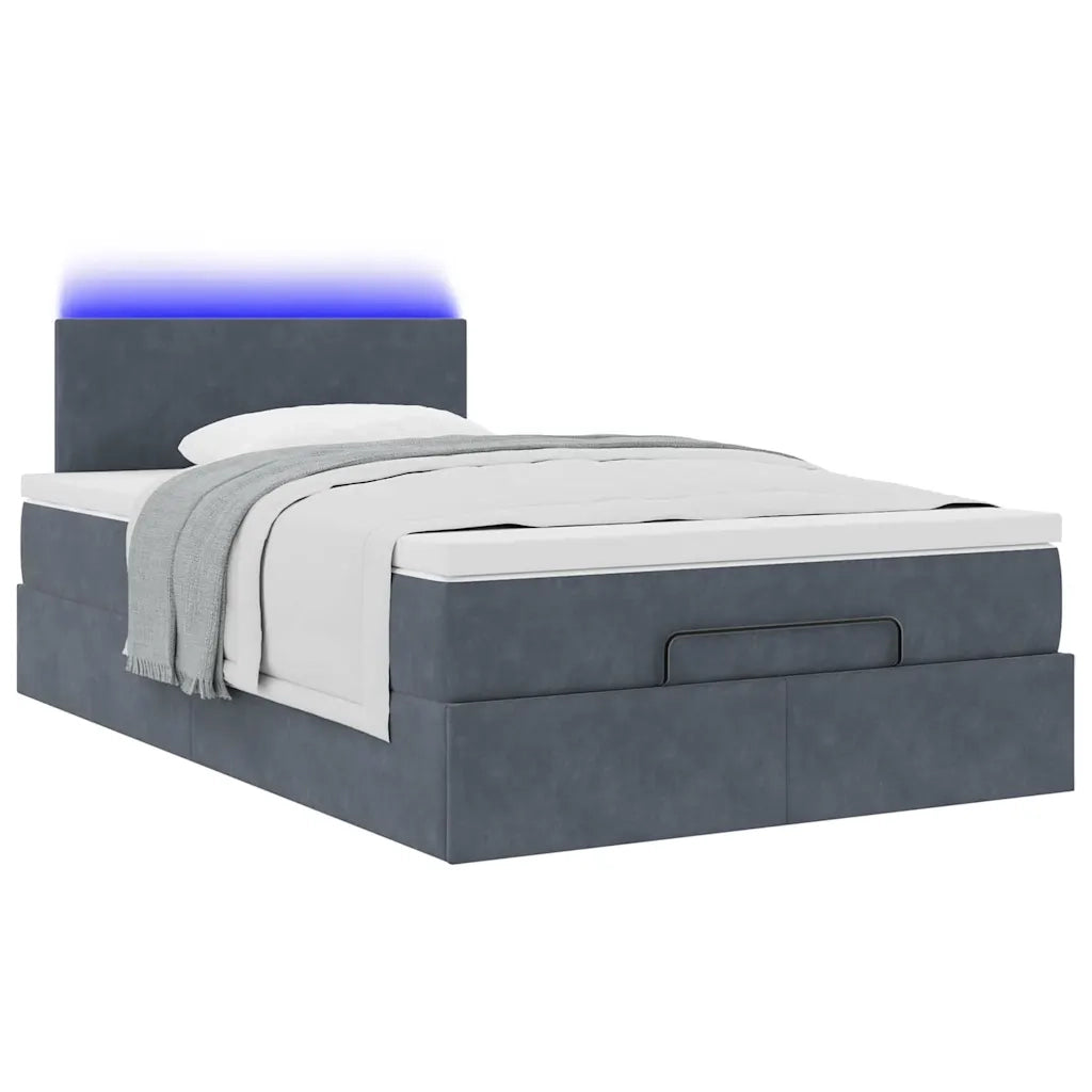 Pouf Letto con Materasso e LED Grigio Scuro 120x190cm Velluto 3312537