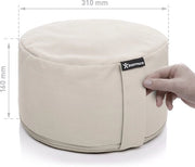 Cuscino Yoga, circolare, 31 cm di diametro, 16 cm di altezza, beige, con imbottitura di segale, copertura lavabile a macchina di 100% cotone extra spesso, cuscino meditazione, cuscino da sedere