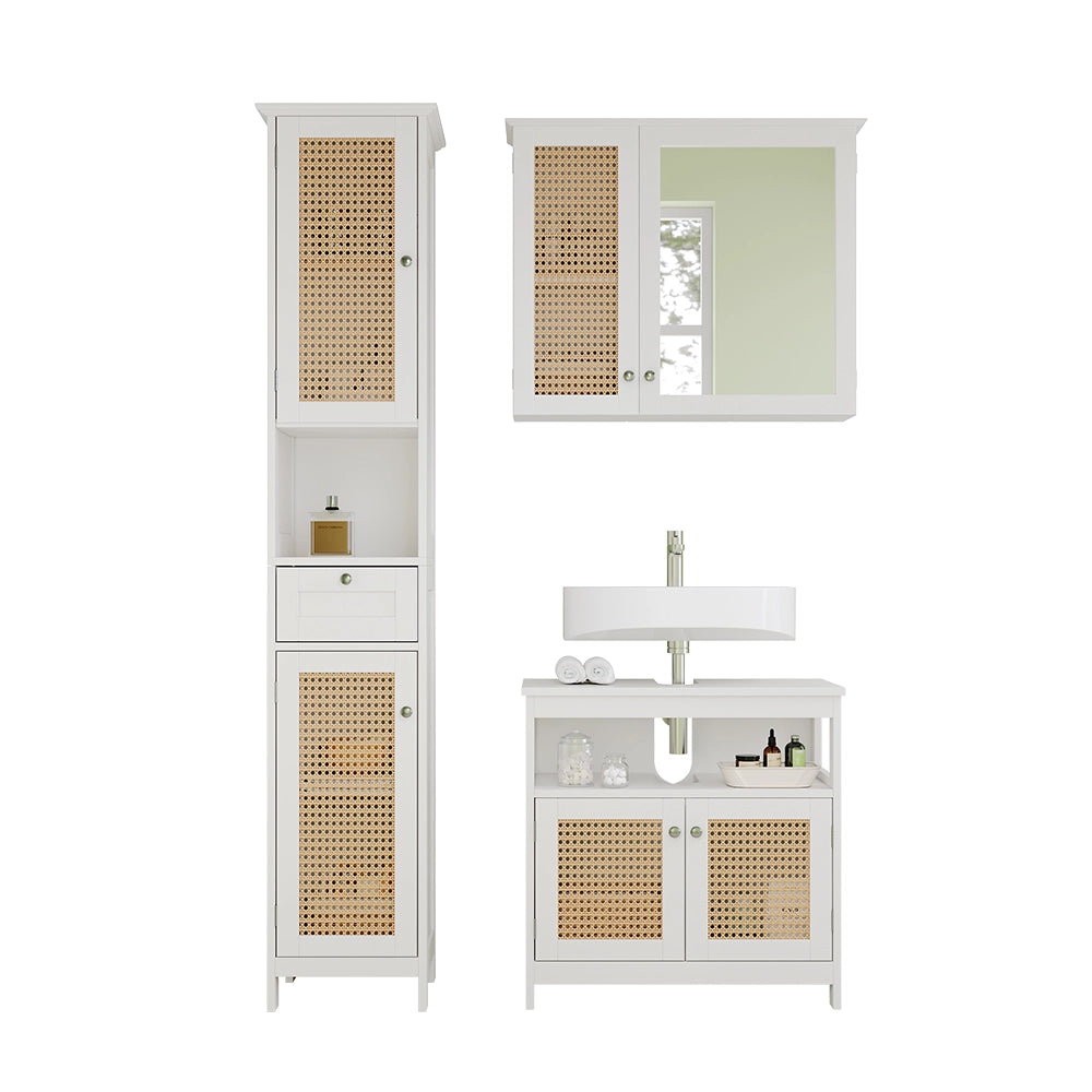 Vicco Set di mobili da bagno Bianco 3 parti, con colonna