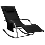Lettino prendisole sedia a sdraio lettino prendisole letto da giardino mobili da esterno per patio textilene nero e grigio 02_0012938