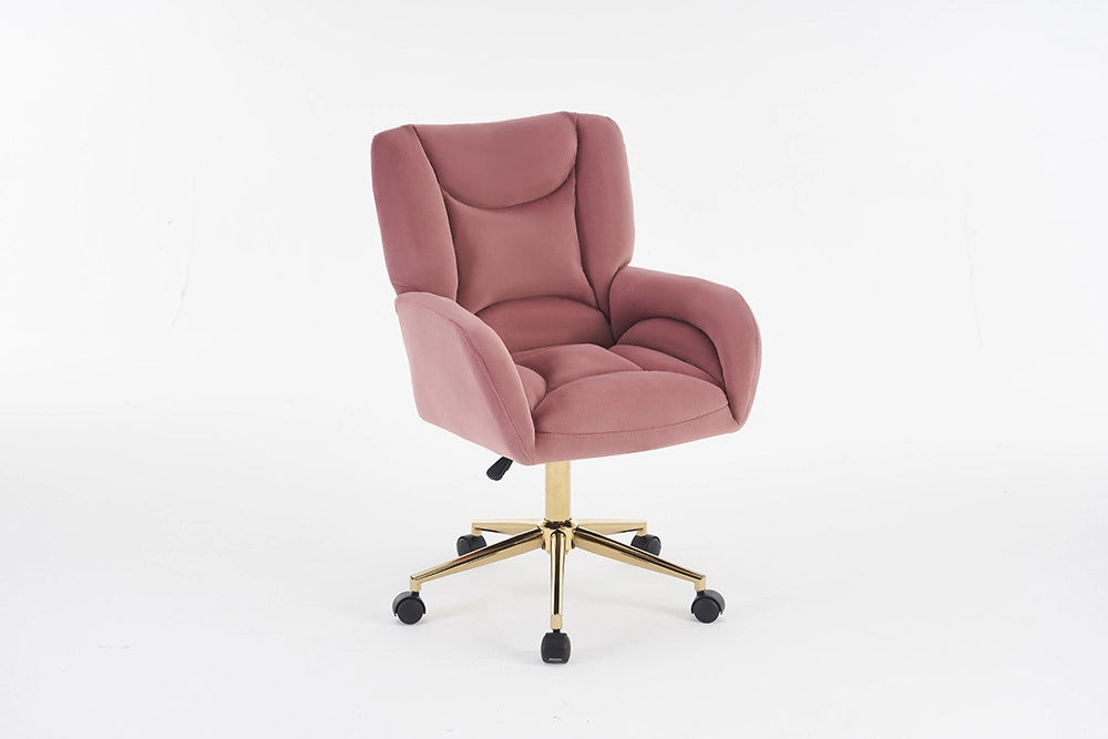Sedia Ufficio - Xylo - 60??60??110 cm - Velluto Rosa Piedi Dorati