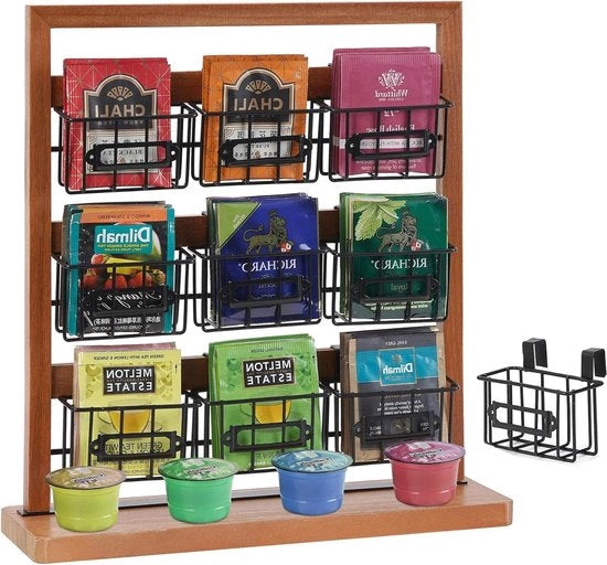 Organizzatore per Tazze con Comparti Rimovibili Montato sul Muro Verticale per Tazze Zucchero Capsule di Caffè