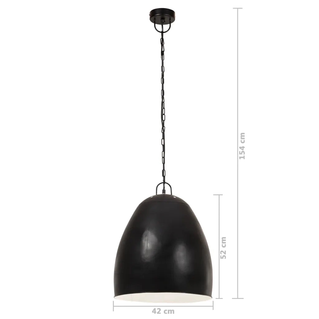 Lampada a Sospensione Industriale 25 W Nera Rotonda 42 cm E27 320557