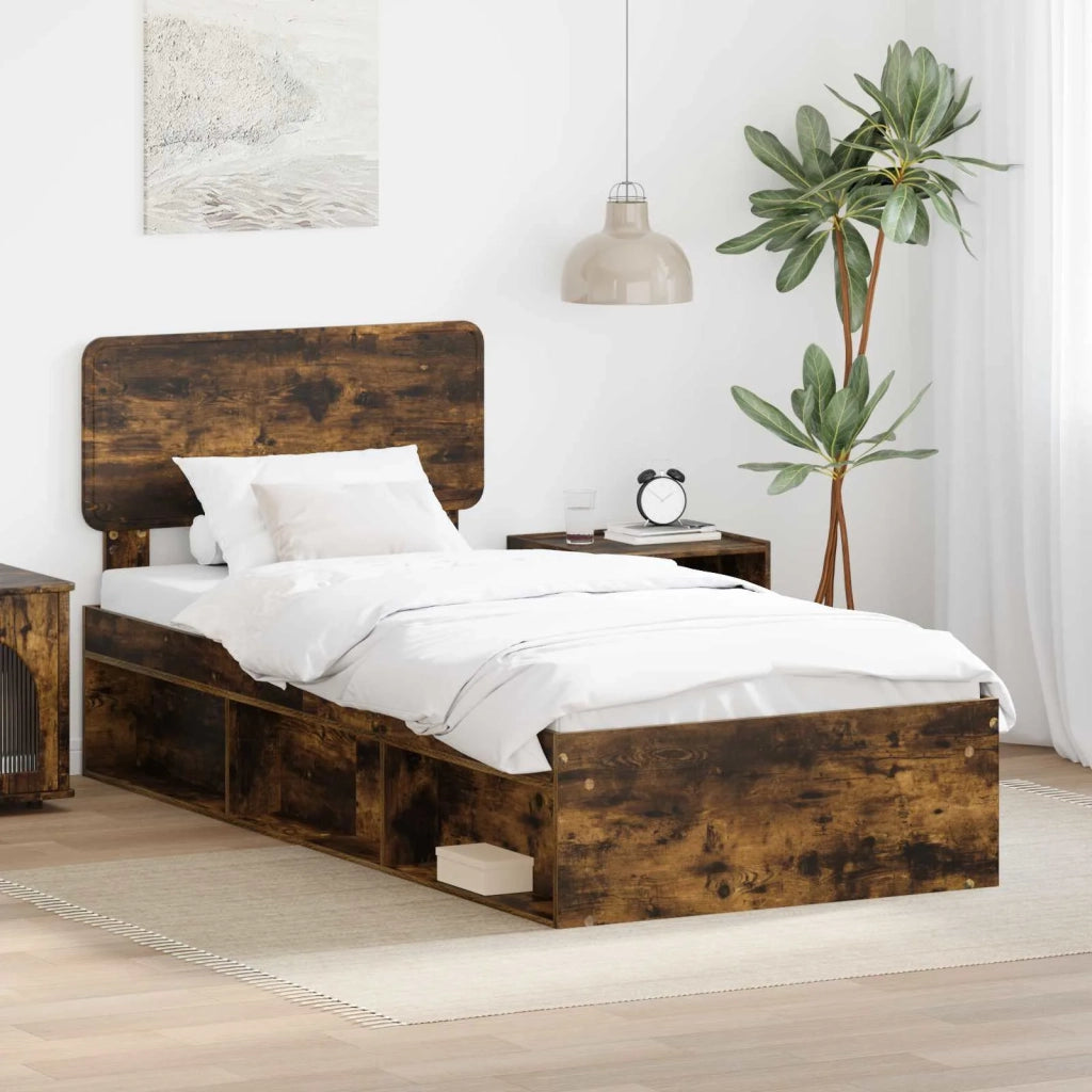 Struttura del letto Rovere fumé 90 x 190 cm Pino massello 3412136