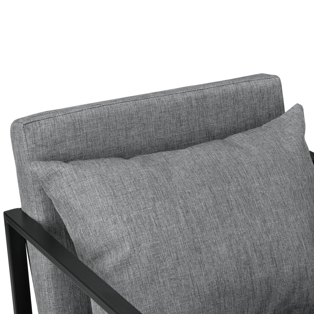 Set di 2 Poltrone con Telaio in Ferro Schienale Sedile e Cuscino Imbottiti - Grigio Scuro [en.casa]