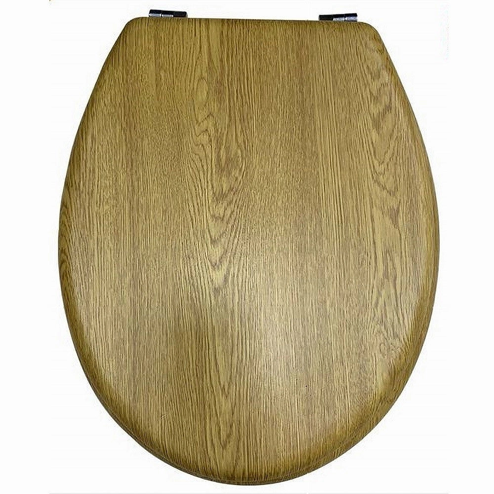 Trade Shop - Copriwater Universale In Legno Tavoletta Bagno Wc Cerniere In Acciaio Inox 52953a -