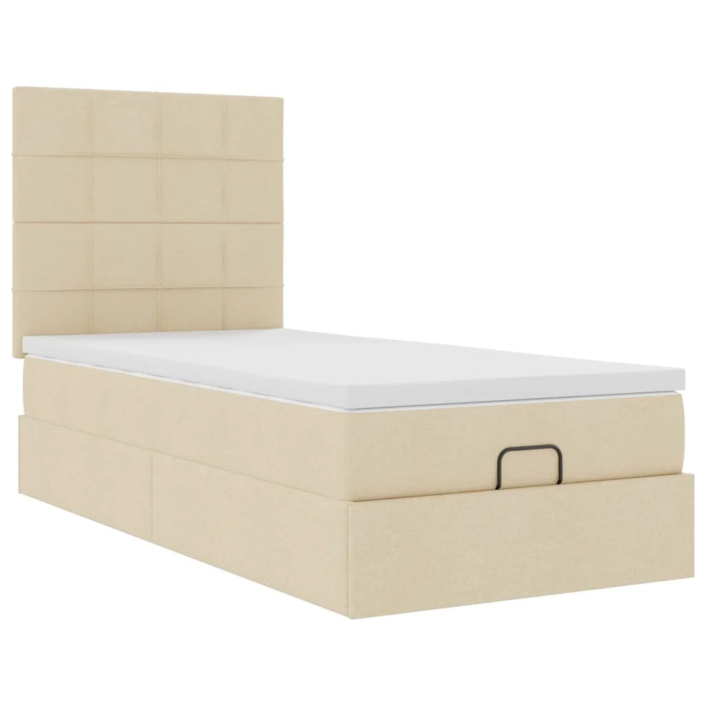 Struttura Letto Pouf con Materasso Crema 80x200 cm in Tessuto 3313966
