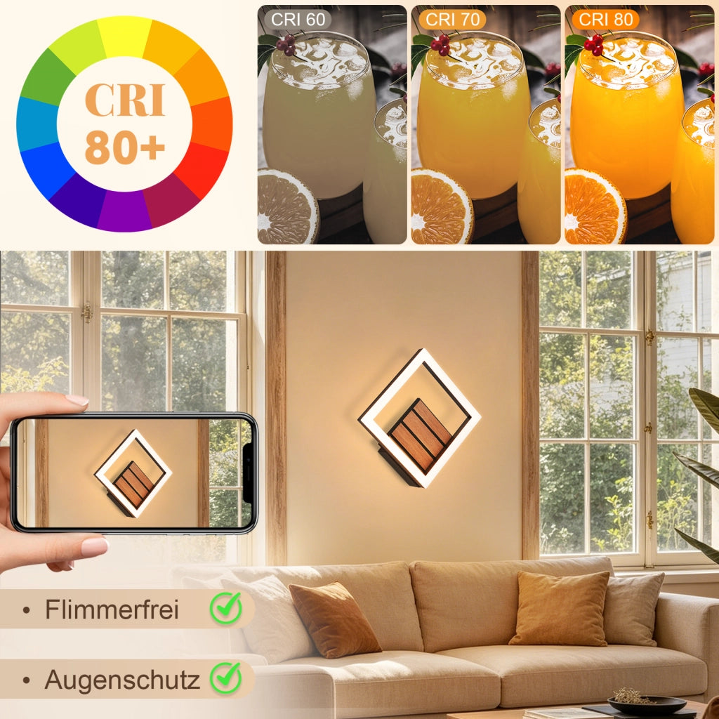 ZMH Lampada da Parete LED Interni 17cm Effetto Legno Moderna 7W 3000K Calda Indiretta per Soggiorno Camera Hotel