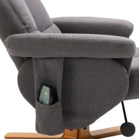 Poltrona Relax con Poggiapiedi, Inclinazione a 145°, in Poliestere, 80x86x99 cm, Grigio