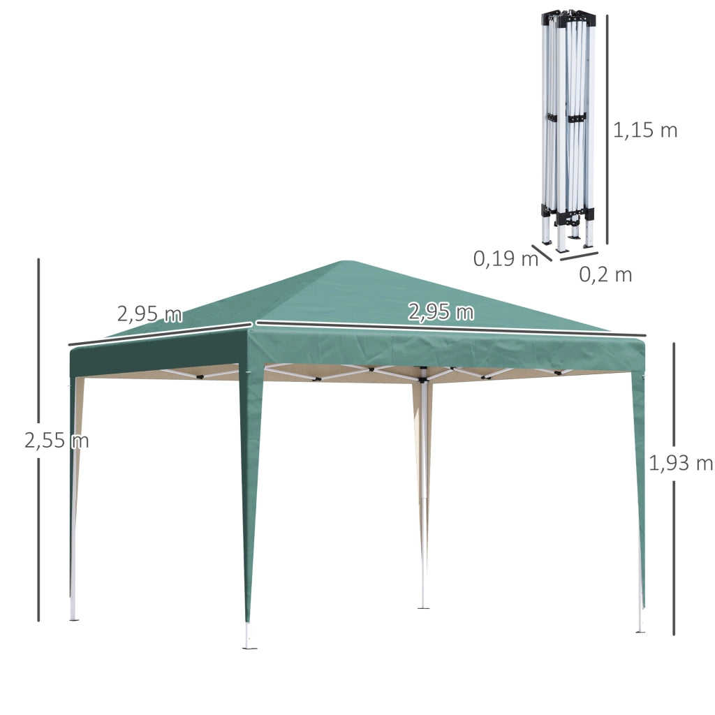 Tenda da Giardino 3x3 m Pieghevole ¨C zephmum ¨C Verde Impermeabile Anti-UV