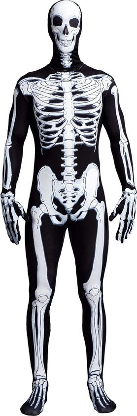 Costume da Halloween per Uomo con Maschera di Teschio e Seconda Pelle (Taglia M)