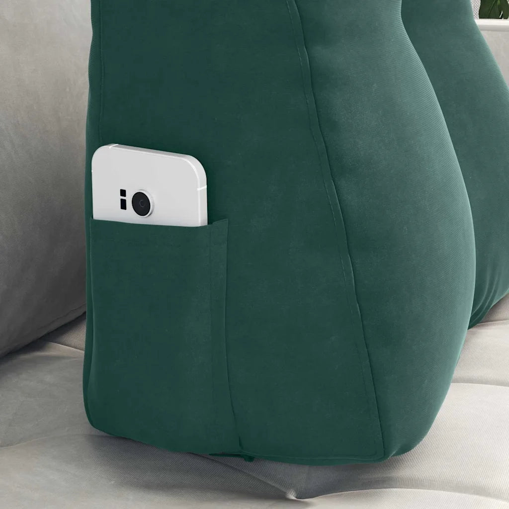 Cuscino per Schiena | Cuscino dorsale Verde Scuro 45 x 24 x 50 cm Velluto
