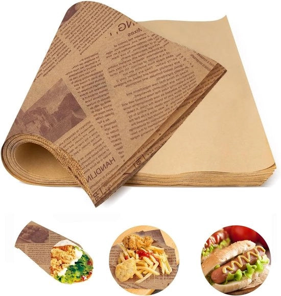 Pannelli di carta per cucina - Pannelli per forno - Ecocompatibili - 25 x 25 cm - Per uso singolo - Per sandwich - Per frittelle - Per hamburger - Adatti per wrap deli.