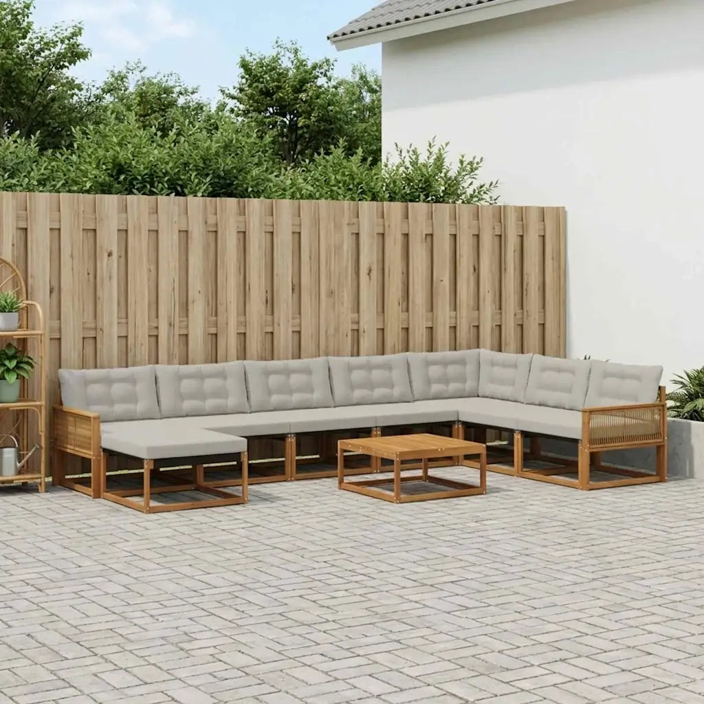 Set di divani da esterno 9 pcs Naturale e Grigio Chiaro 3381635