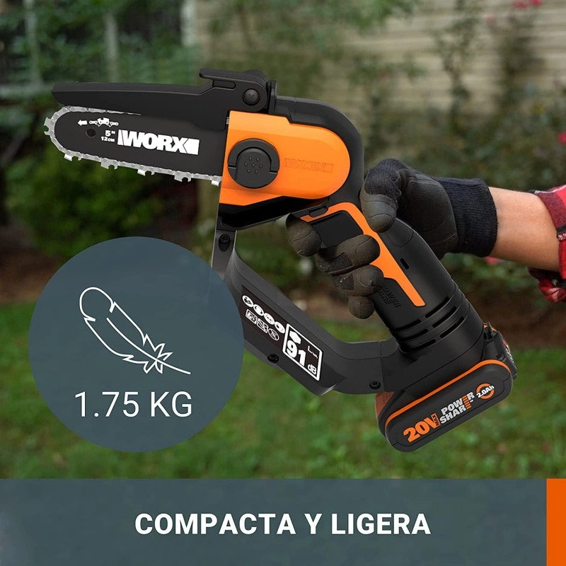Motosega Potatore a Batteria WG324E.9 20V Solo Corpo Barra 12 cm per Potatura - Worx