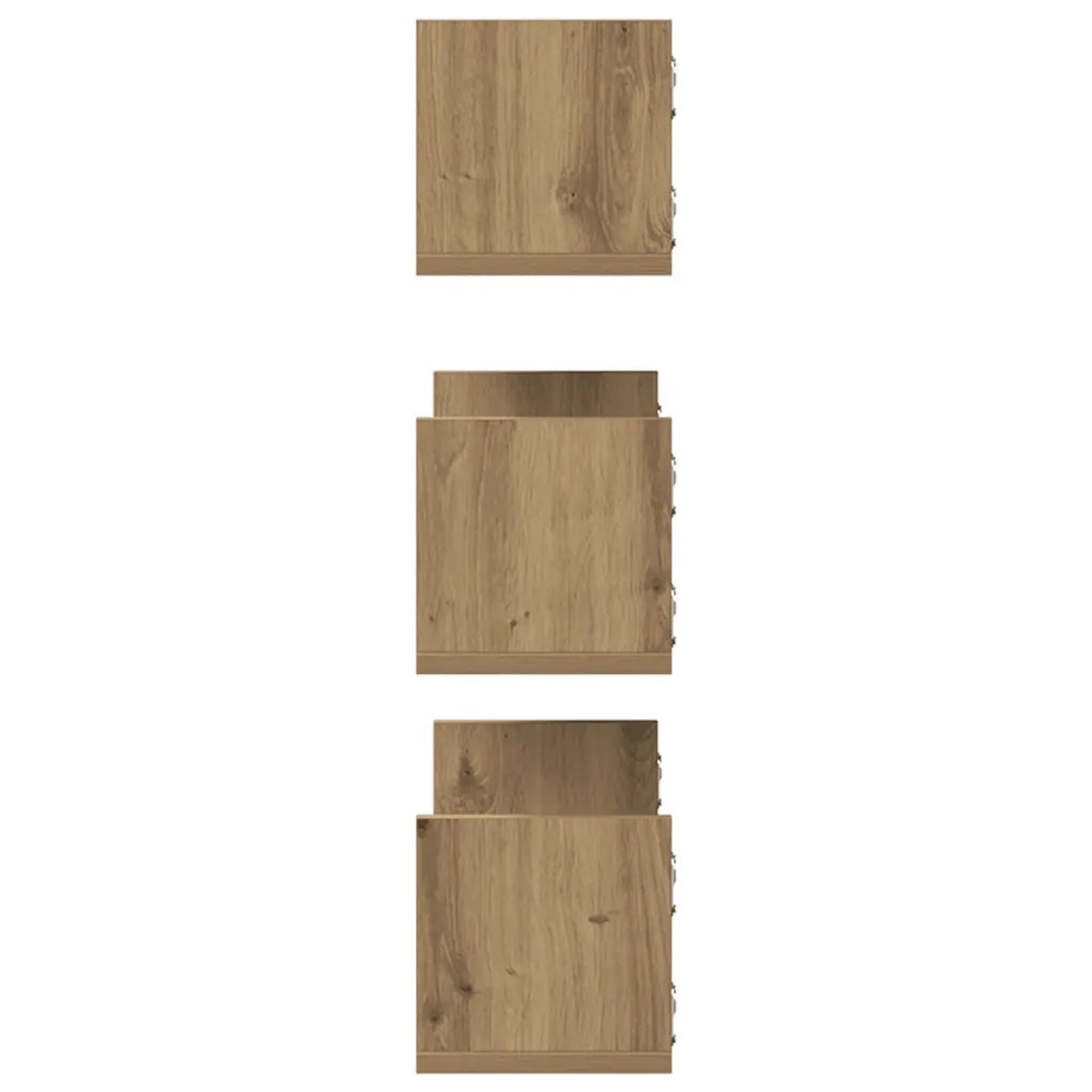Mensole Parete 3pz Rovere Artigianale 58x18x18 cm in Truciolato 853289