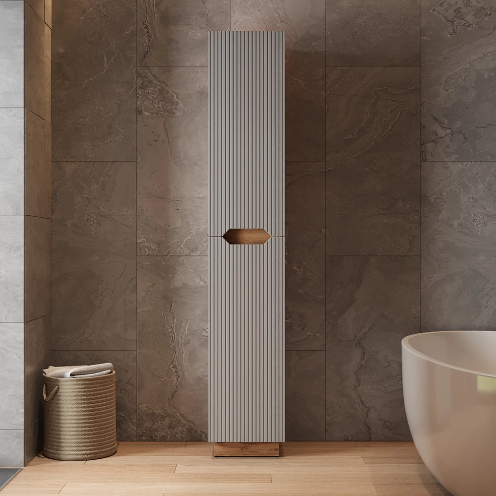 Vicco Armadio per il bagno Rovere/grigio a righe 33 x 186 cm con 2 porte
