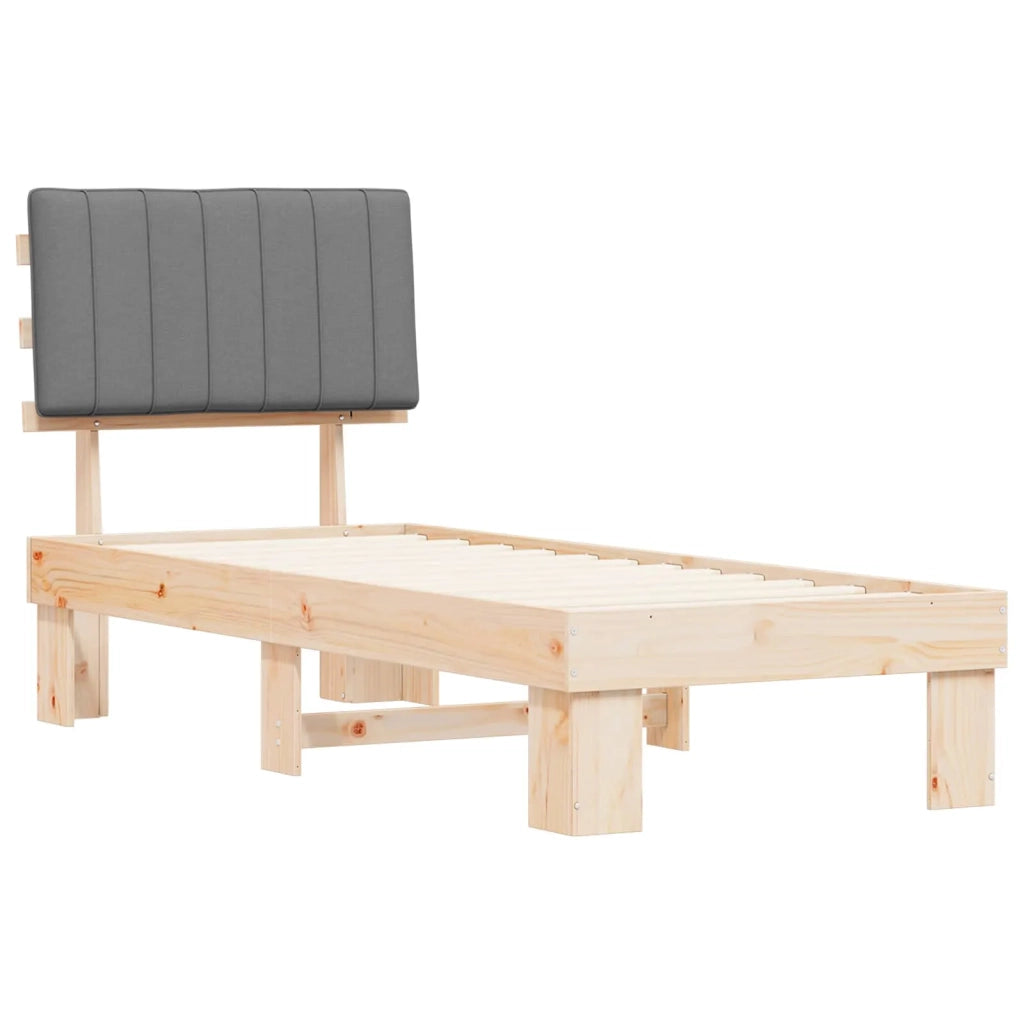 Letto con Testiera Rivestita Grigio chiaro 75 x 190 cm