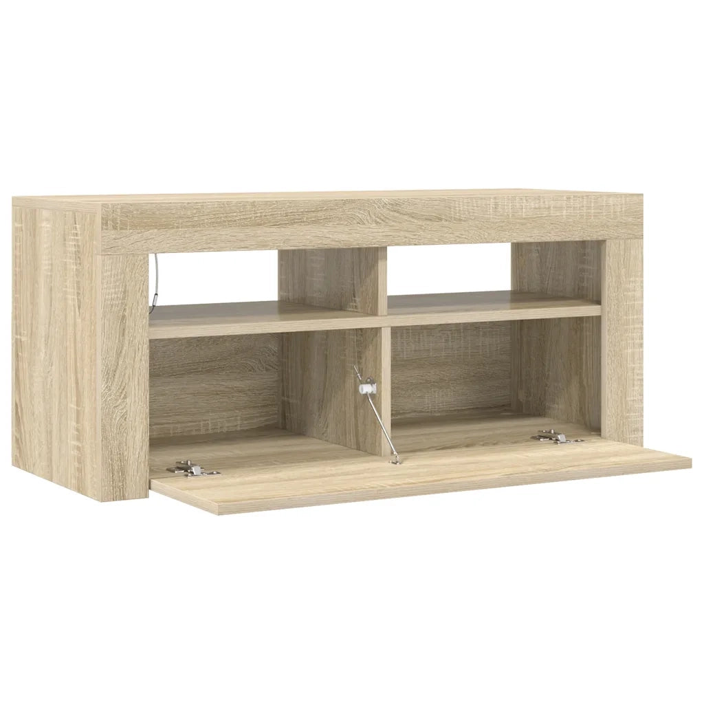 Mobile Porta TV con Luci LED Rovere Sonoma 90x35x40 cm 804322