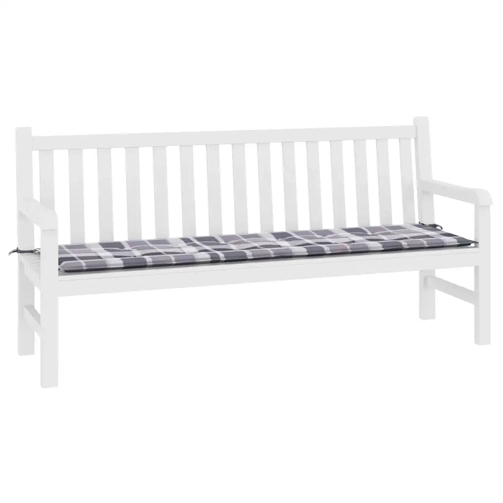 Cuscino per Panca a Quadri Grigi 180x50x4 cm Tessuto Oxford 314097