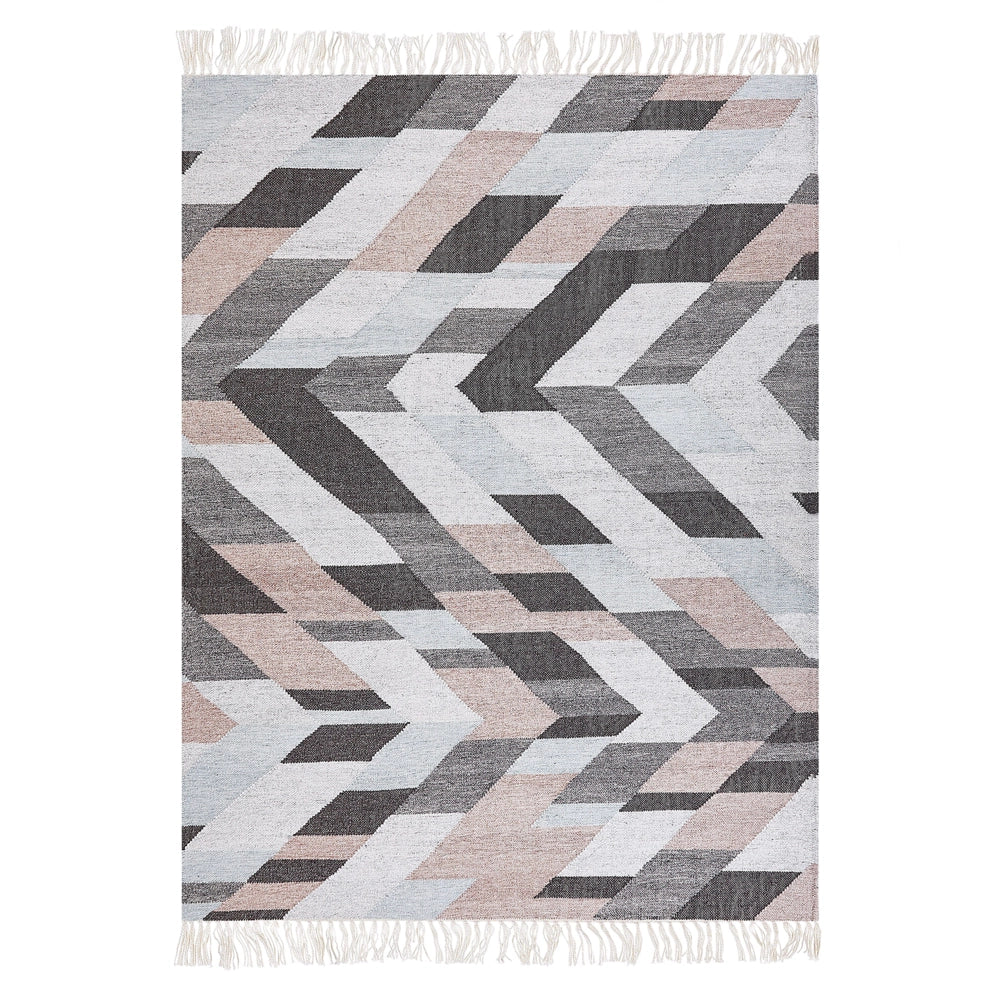 Tappeto di iuta multicolore 140 x 200 cm fatto a mano con nappe stile boho soggiorno camera da letto
