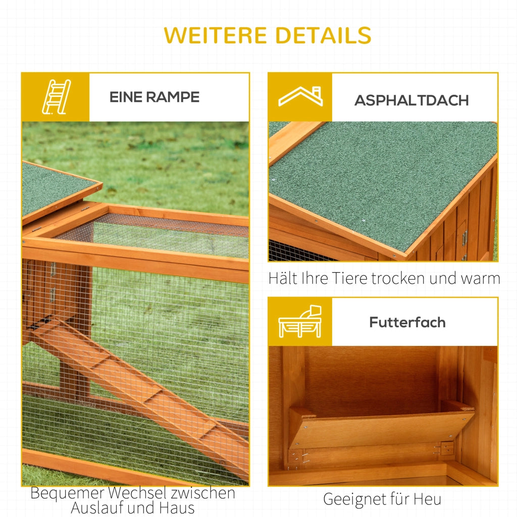 Casetta per Animali Domestici ¨C zephmum ¨C Legno di Abete, Tetto Asfalto, Colore Arancione