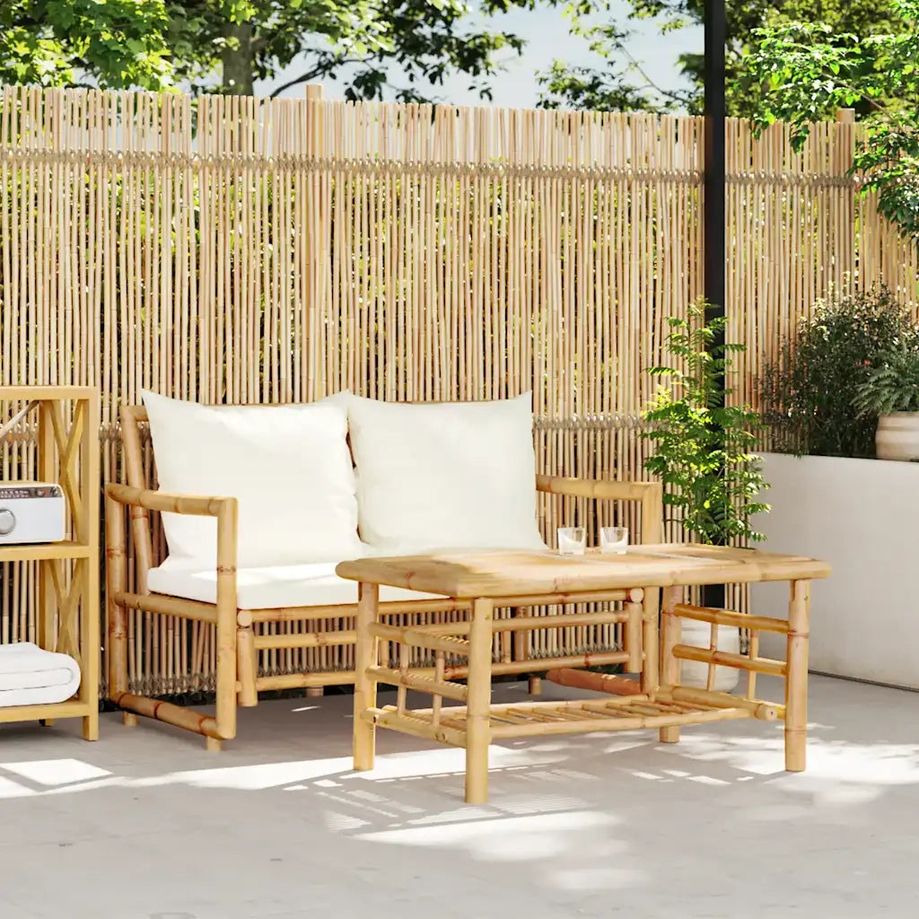 Set di divani da giardino 2 pz | Set Salotto da Giardino con cuscini in bamb¨´