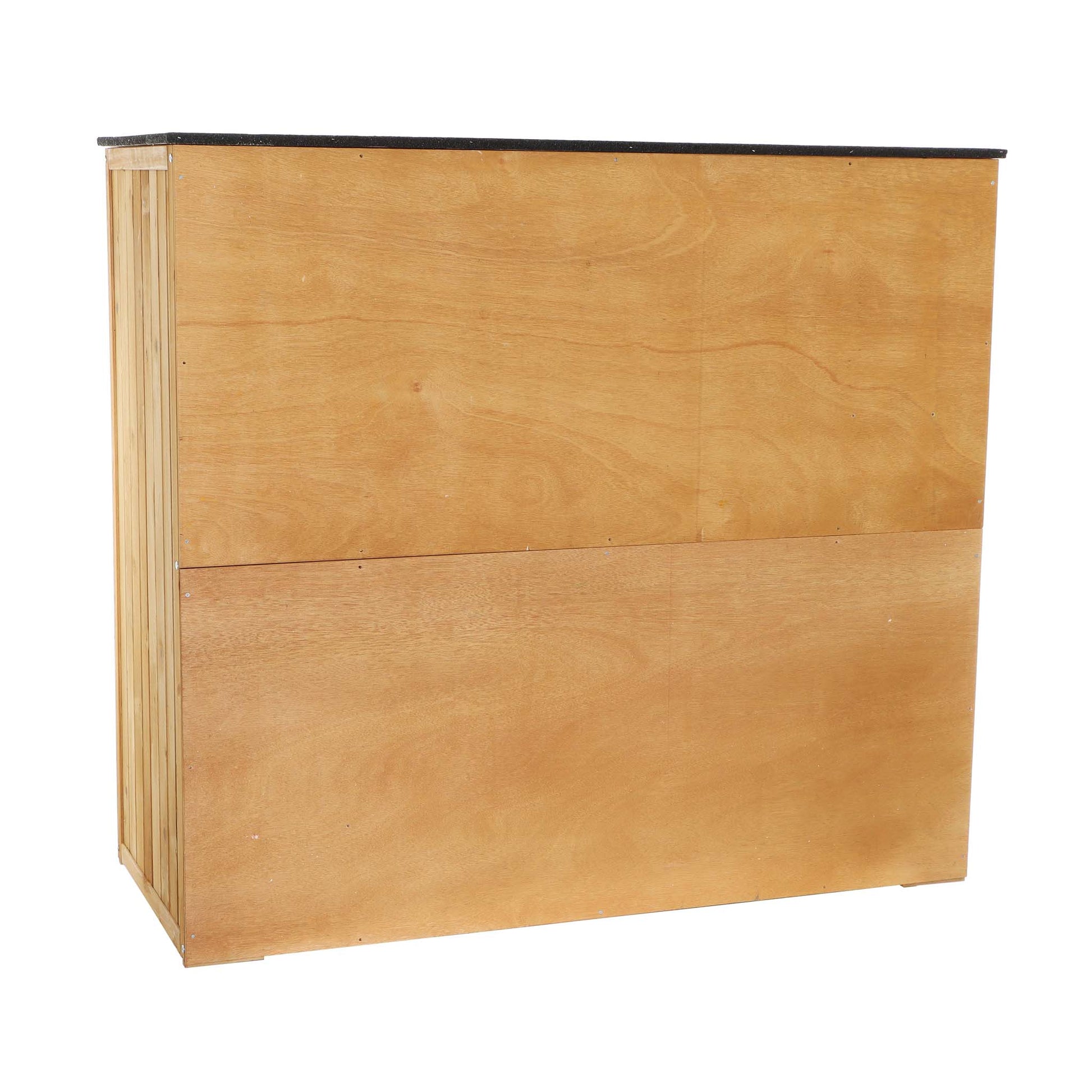 Casetta porta attrezzi da giardino in legno color naturale, 136 x 127 x 58 cm, armadio da esterno a due ante, capanno per utensili e strumenti