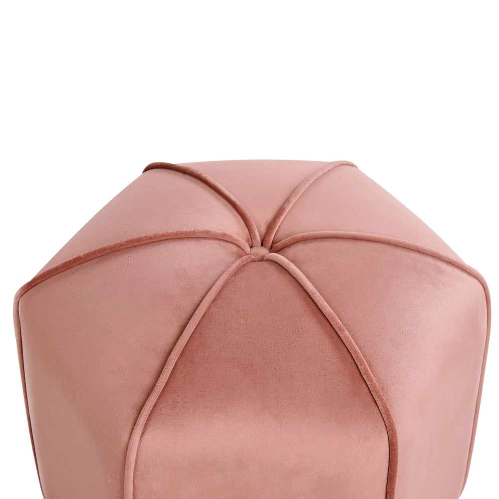 Pouf poggiapiedi moderno rotondo  in velluto rosa soggiorno camera da letto