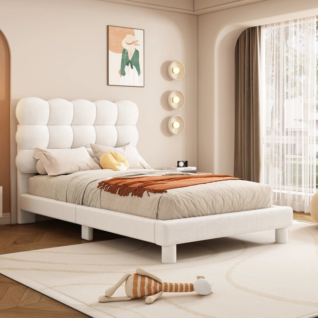 Letto Imbottito con Testiera Regolabile ¨C MINIMAL ¨C Bianco 90x200