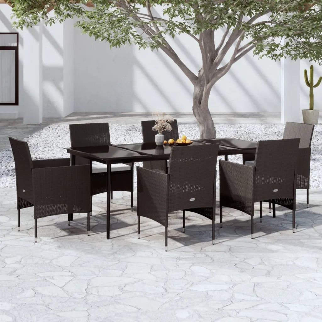 Set da Pranzo da Giardino 7 pz con Cuscini Nero cod mxl 41963