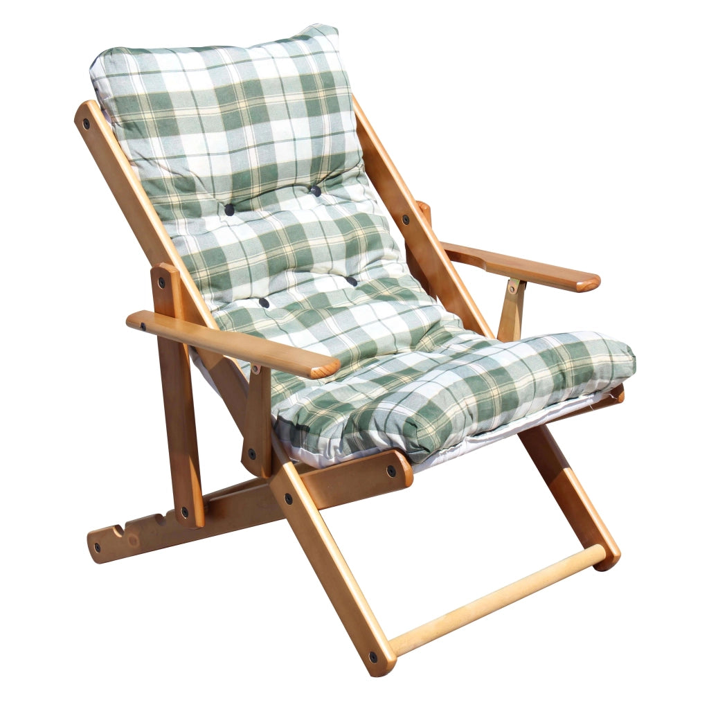 Poltrona Sdraio 3 posizioni con cuscino in Cotone Legno cm 84x60x100 - OZZY