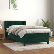 Giroletto a Molle con Materasso Verde Scuro 100x200 cm Velluto