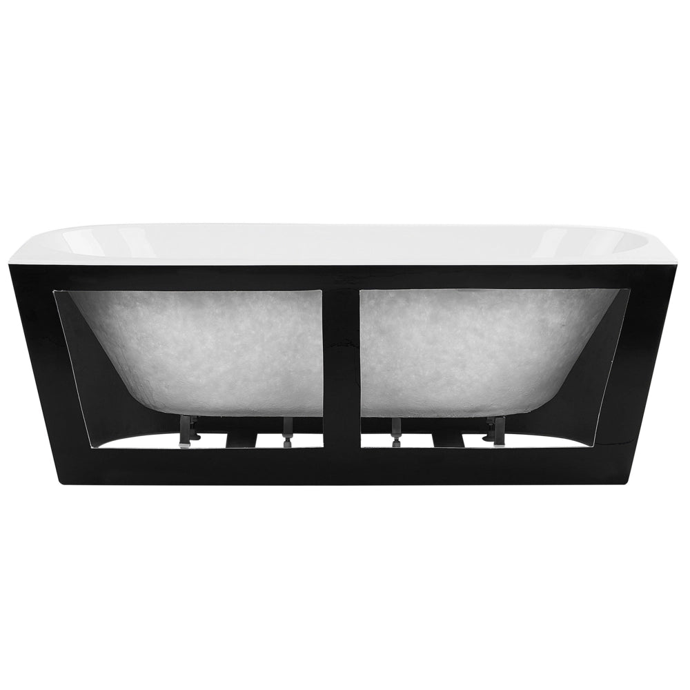 Vasca Da Bagno Nera Sanitaria Acrilica Ovale Singola 170 x 80 cm Con Sistema Di Troppopieno Tubo Di Scarico Design Moderno