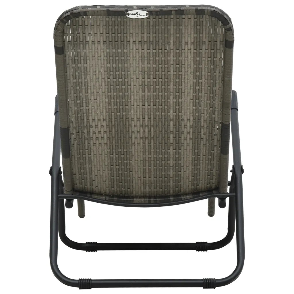 Lettino Prendisole Pieghevole in Polyrattan Grigio 48128