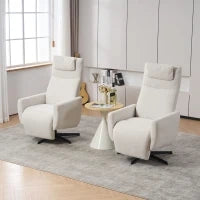 Poltrona relax reclinabile con base girevole e schienale regolabile, 67x80.5x110 cm, Beige