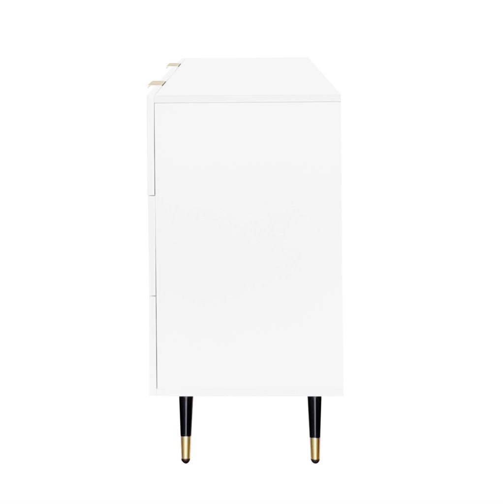 Sideboard bianco e oro con 6 cassetti, design moderno 120x77x40 cm