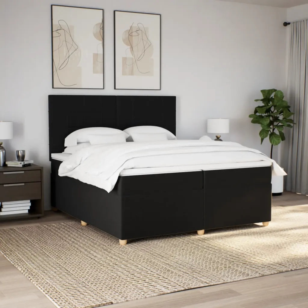 Giroletto a Molle con Materasso Nero 200x200 cm in Tessuto