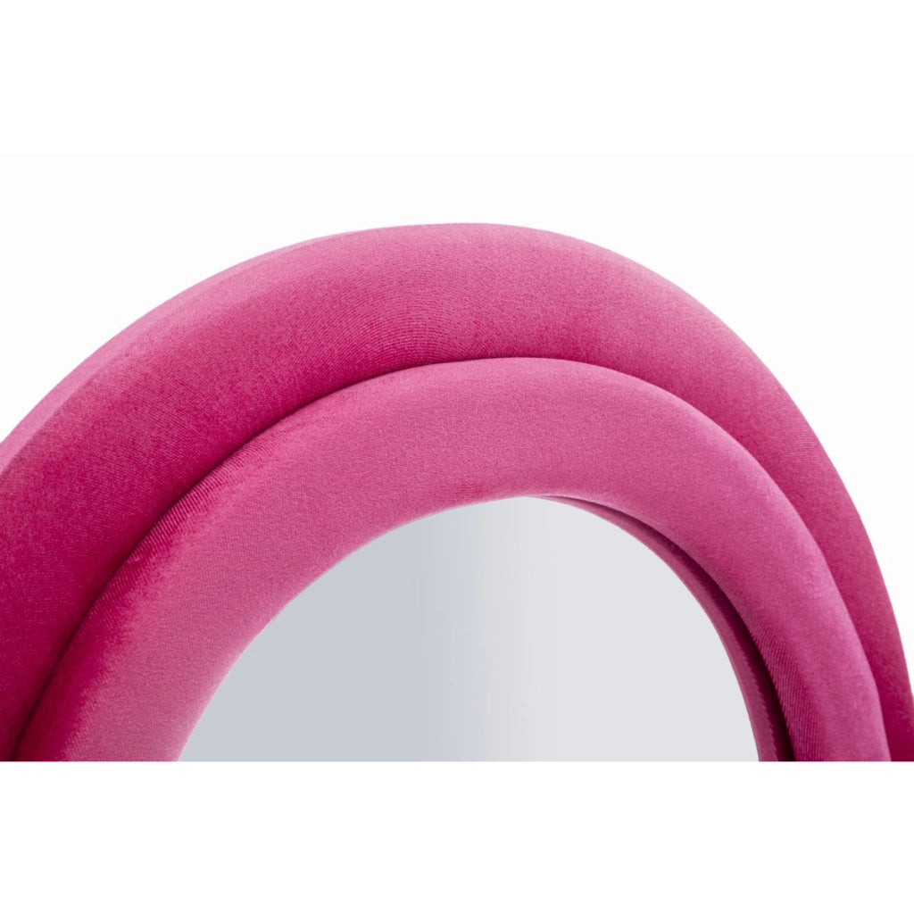Specchio da parete Miki XL con cornice in velluto fucsia