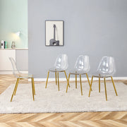 SEDIA da pranzo set da 4 pezzi 83 cm in plastica trasparente con gambe oro