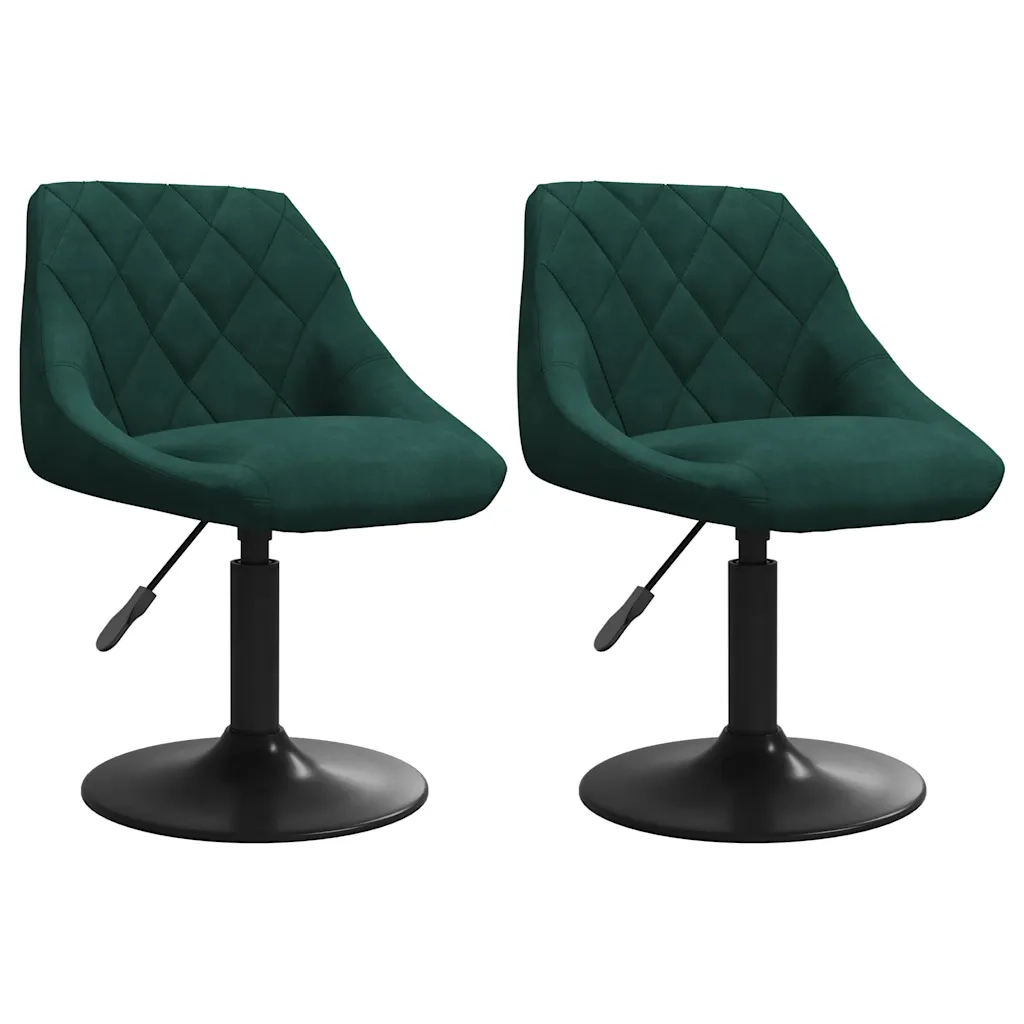 Sedie da Pranzo Girevoli 2 pz Verde Scuro in Velluto 335330